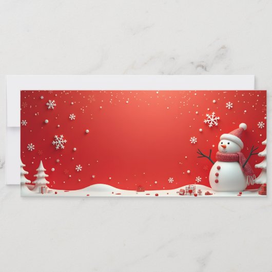 Sneeuwpop 3D op rode achtergrond (Voorkant)