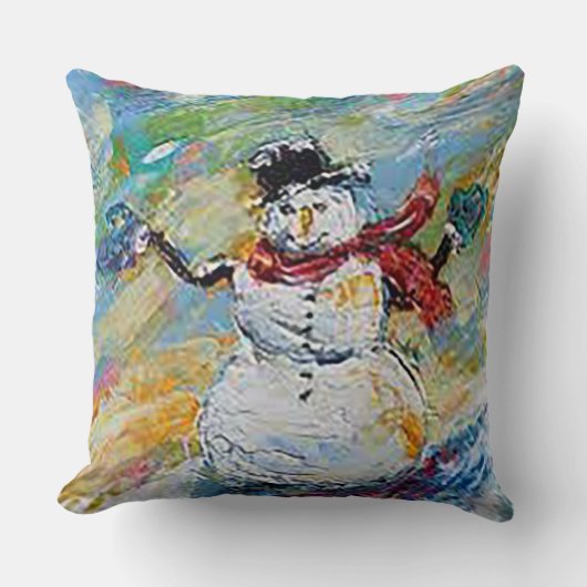 Sneeuwpop 50 cm x 50 cm Kerstsneeuwpop Worpkussen Kussen (Voorkant)