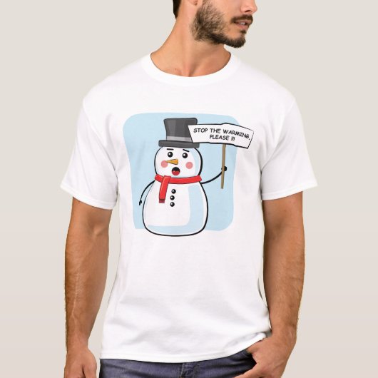Sneeuwpop Activisme Protest - Stop de Opwarming  T-shirt (Voorkant)