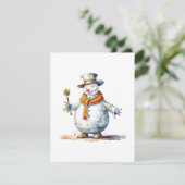 Sneeuwpop B - Waterverf Feestdagenkaart (Staand voorkant)
