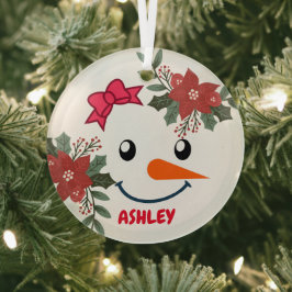  sneeuwpop bloemenkerst glas ornament