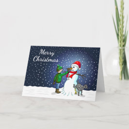 Sneeuwpop Bouwen Feestdagen Kaart