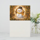 Sneeuwpop Briefpapier (Staand voorkant)