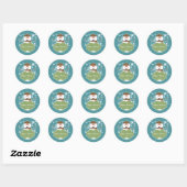 Sneeuwpop Bruin & Turquoise Kerstfeest Sticker (Vel)