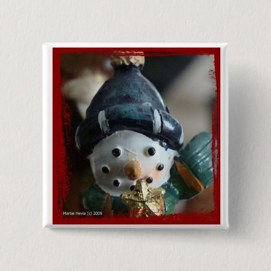 Sneeuwpop Button/pin Vierkante Button 5,1 Cm (Voorkant)
