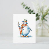 Sneeuwpop C - Waterverf Feestdagenkaart (Staand voorkant)