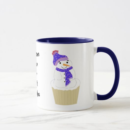 Sneeuwpop Cupcake Met Spreuk Mok (Rechts)