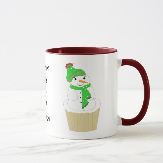 Sneeuwpop Cupcake Met Spreuk Mok (Rechts)