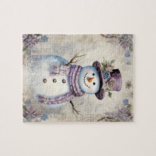 sneeuwpop elegantie kerstvakantie legpuzzel (Horizontaal)