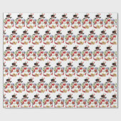 sneeuwpop en kinder partij cadeaupapier (Vlak)