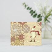  sneeuwpop en sneeuwvlokken feestdagenkaart (Staand voorkant)