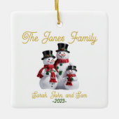 sneeuwpop familie Ornament (Voorkant)