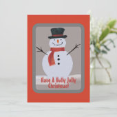 Sneeuwpop Feestdagenkaart (Staand voorkant)