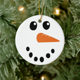 Sneeuwpop gezicht keramisch ornament