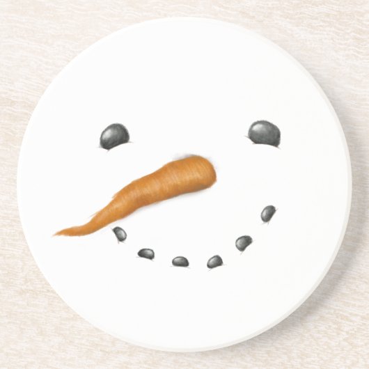 SNEEUWPOP GEZICHT ZANDSTEEN ONDERZETTER (Voorkant)