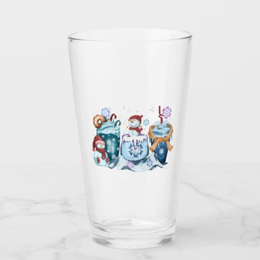 Sneeuwpop Glas Beker (Voorkant)