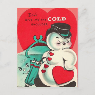 Sneeuwpop Ijs Tang Hart Paraplu Valentijn Feestdagenkaart