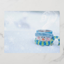 Sneeuwpop illustratie ansichtkaart folie feestdagen briefkaart