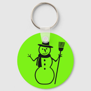 sneeuwpop in fluorescerend groen sleutelhanger