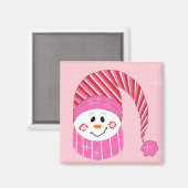 Sneeuwpop in Roze Magneet (Voorkant / Achterkant)