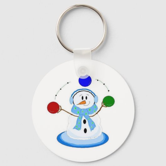 Sneeuwpop jonglerend met ballen sleutelhanger (Voorkant)