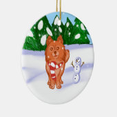 sneeuwpop keramisch ornament (Rechts)