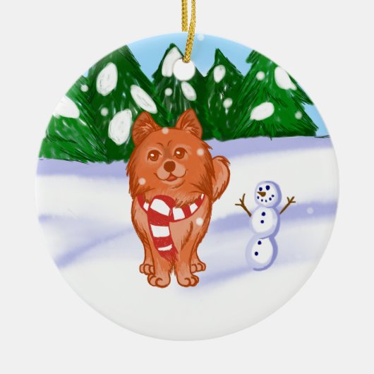 sneeuwpop keramisch ornament (Voorkant)