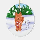 sneeuwpop keramisch ornament (Links)