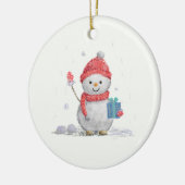 sneeuwpop keramisch ornament (Links)