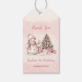 sneeuwpop kerst 1e verjaardag gunst tag cadeaulabel