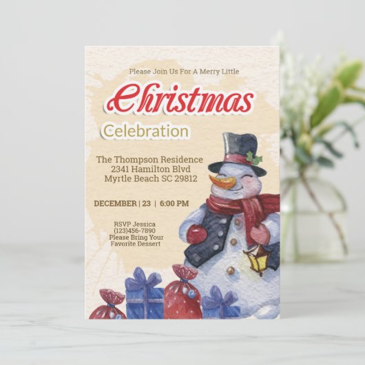  sneeuwpop kerstfeest viering kaart (Staand voorkant)