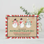 sneeuwpop kerstfeestuitnodiging kaart (Staand voorkant)