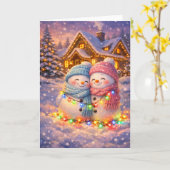 Sneeuwpop koppel kaart (Gele Bloem)