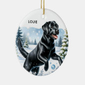 Sneeuwpop - Labrador Puppy - Black Labrador Keramisch Ornament (Rechts)