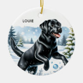 Sneeuwpop - Labrador Puppy - Black Labrador Keramisch Ornament (Voorkant)