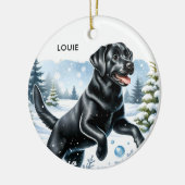 Sneeuwpop - Labrador Puppy - Black Labrador Keramisch Ornament (Links)