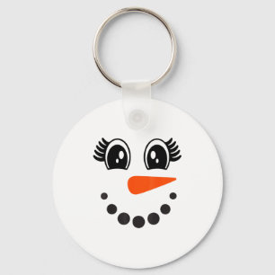 Sneeuwpop Meisjesgezicht Voor Meisjes Kerstmis Win Sleutelhanger