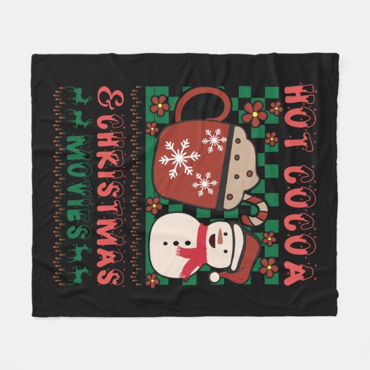 sneeuwpop met cacao fleece deken (Voorkant (Horizontaal))