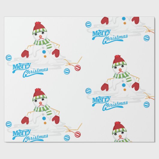 sneeuwpop met damessmelting cadeaupapier (Vlak)