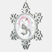 sneeuwpop met eekhoorn tin sneeuwvlok ornament (Rechts)