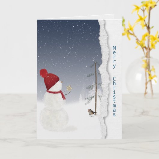 sneeuwpop met gouden ster kaart (Gele Bloem)