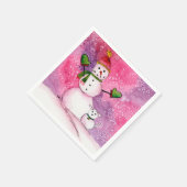 Sneeuwpop met gravers cocktailservetjes servet (Hoek)