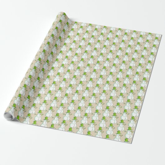 Sneeuwpop met groene hoed Inpakpapier (Uitgerold)