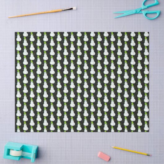 Sneeuwpop met groene hoed tissuepapier (Craft)