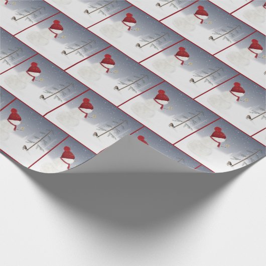 sneeuwpop met kerstster cadeaupapier (Hoek)