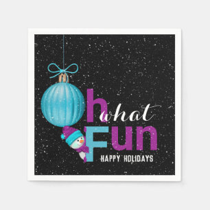 sneeuwpop met kerstversiering servet