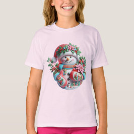 Sneeuwpop met Poinsettia's, Kerstmis, Auteur Natas T-shirt