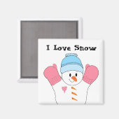 Sneeuwpop met roze handschoenen magneet (Voorkant / Achterkant)