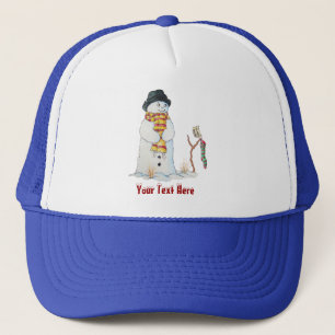 sneeuwpop met sneeuwpoppen trucker pet