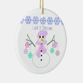 Sneeuwpop met Sneeuwvlokken Keramisch Ornament (Rechts)